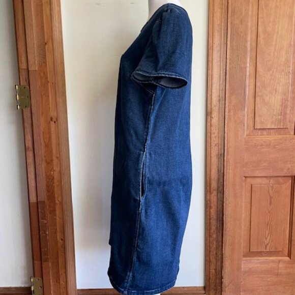 DRAPER JAMES Denim Puff Sleeve Sheath Shift Dress 10 - Picture 10 of 17